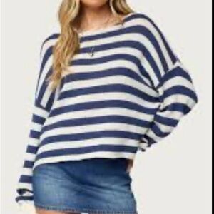 Striped Navy and White Boatneck Sweater